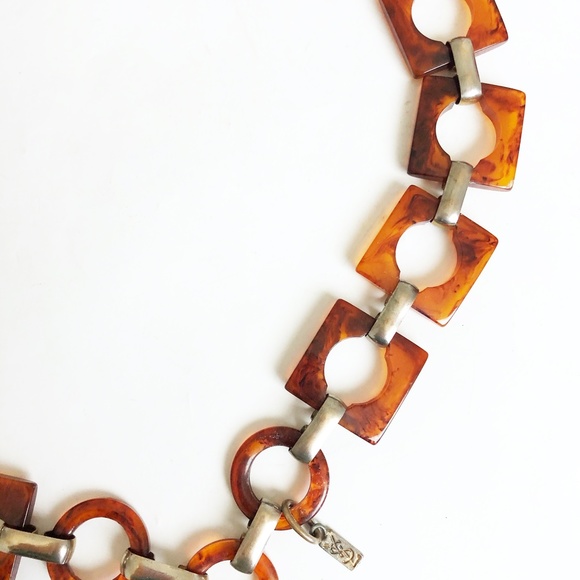 Yves Saint Laurent Belt or Necklace Tortoise Resin Links Chain Mod Vintage 70s - Picture 9 of 11